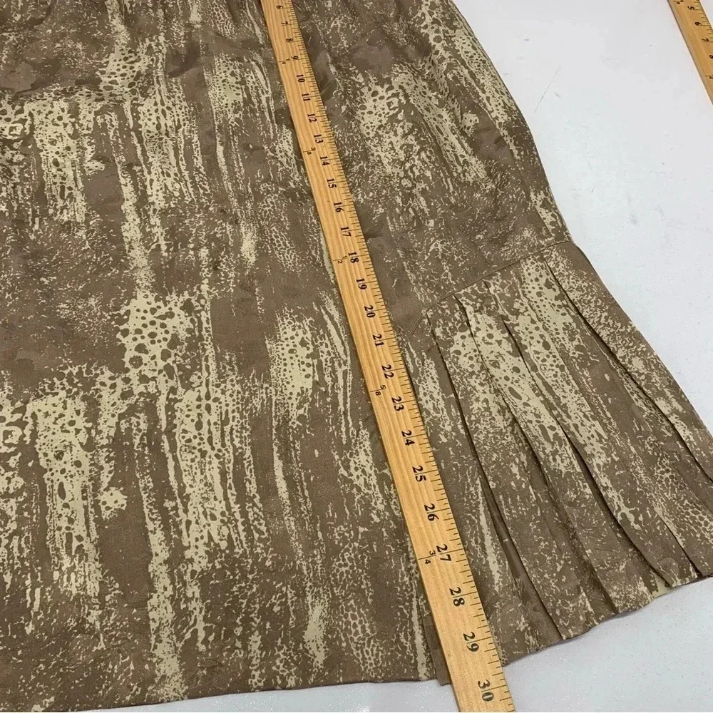 Vintage Skirt Blouse Set Size 18 100% Silk Long Sleeve Midi Pleats Elastic Wais